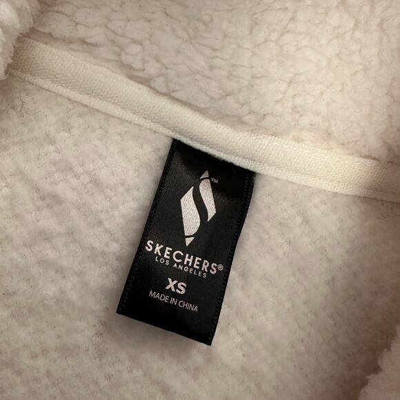 SKECHERS Womens 1/4 Zip Fleece Pullover with Kangaroo Pockets Cream Size XS - Picture 5 of 6